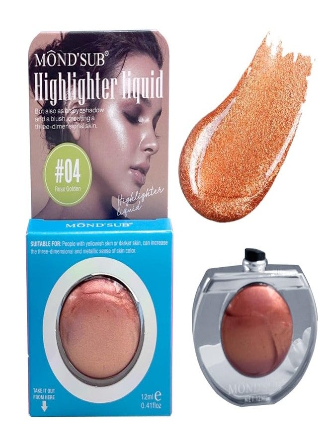 موند ساب سيروم MONDSUB Rose Gold Highlighter Serum - Metallic Lunar Shimmer للبشرة الزيتونية/الداكنة، غني بحمض الهيالورونيك، يخفي المسام والخطوط الدقيقة (0.33 أونصة سائلة) - Image 1